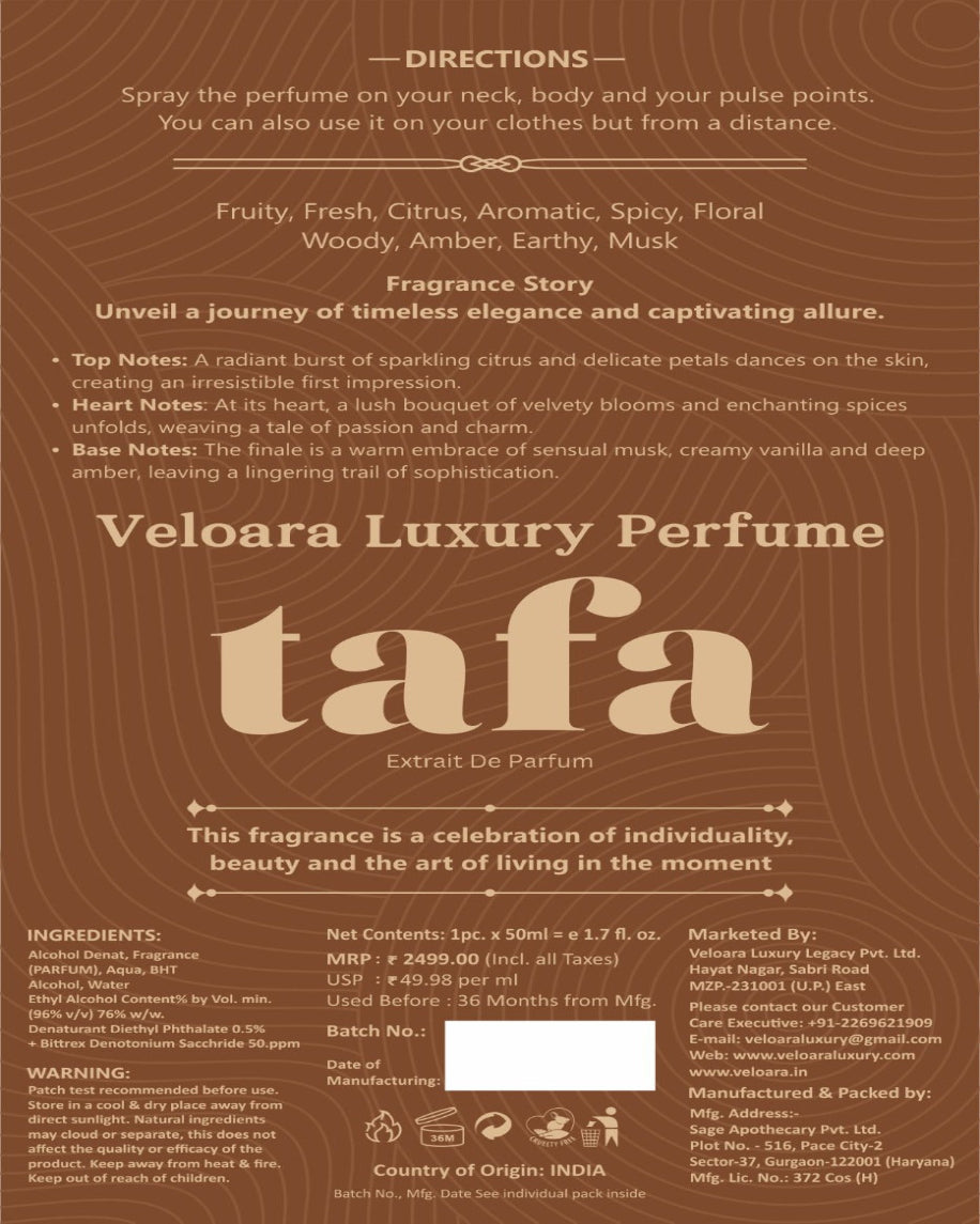 Tafa Luxury Perfume 50ML - Extrait De Parfum (Men & Women)
